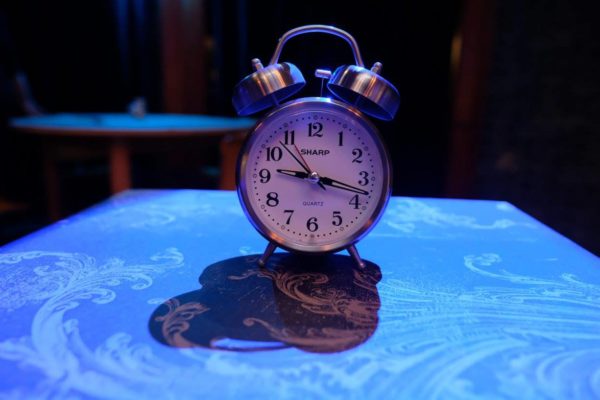 An antique alarm clock.