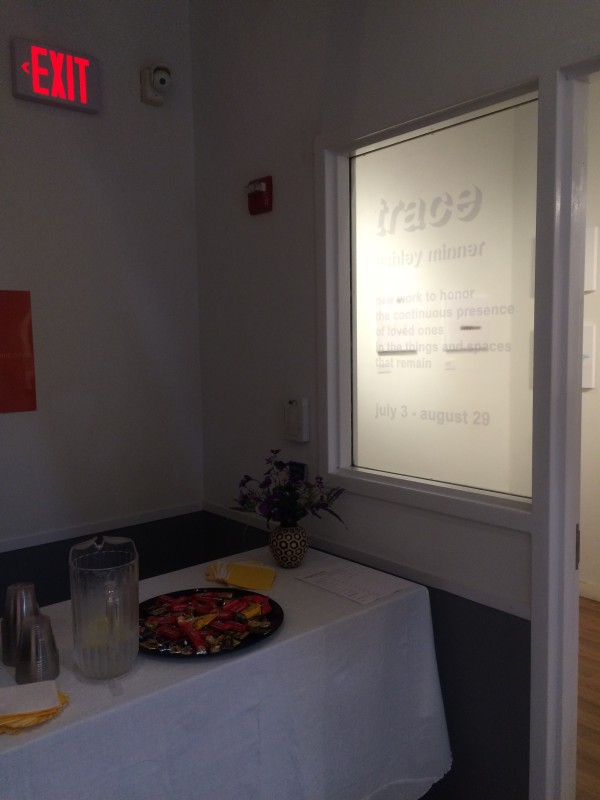 Food and beverages laid out for the installation's opening reception.