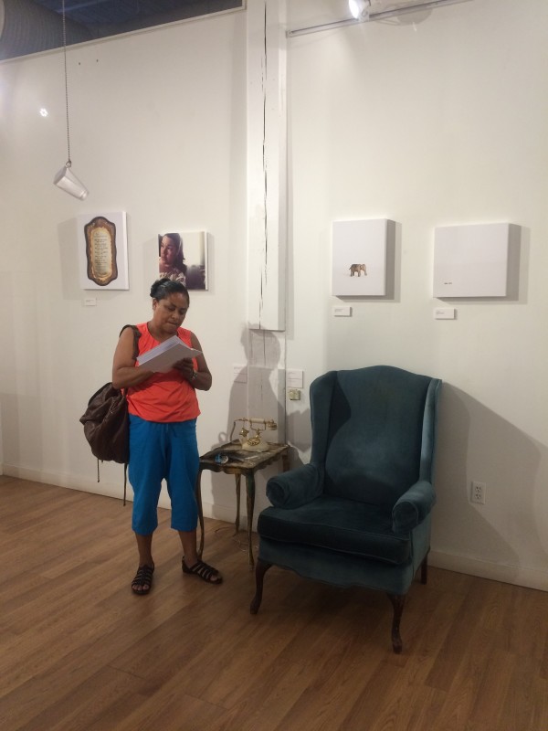 Attendees viewing the objects in the installation.