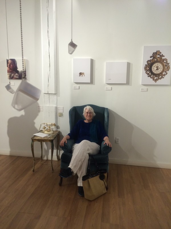 Attendees viewing the objects in the installation.