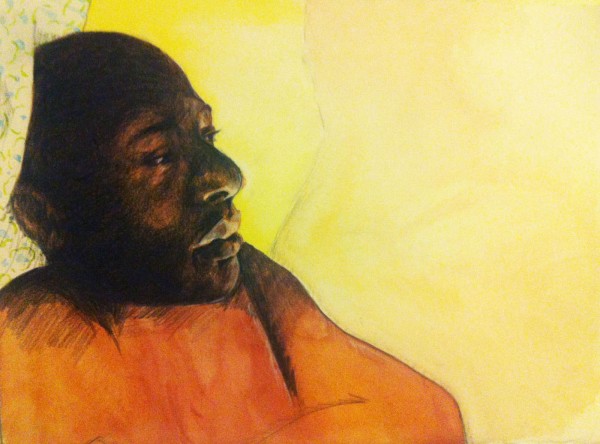 Mixed media drawing of a man.