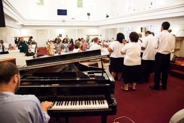 A person playing the piano.