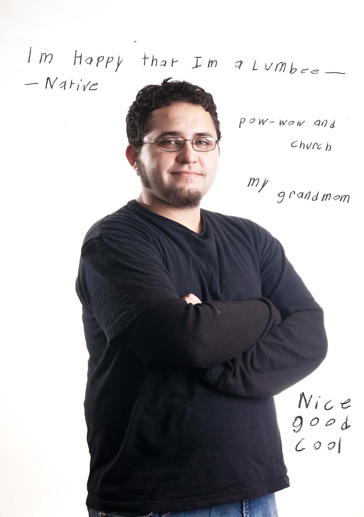 Photo of Aaron. Text reads, I'm happy that I'm a Lumbee.