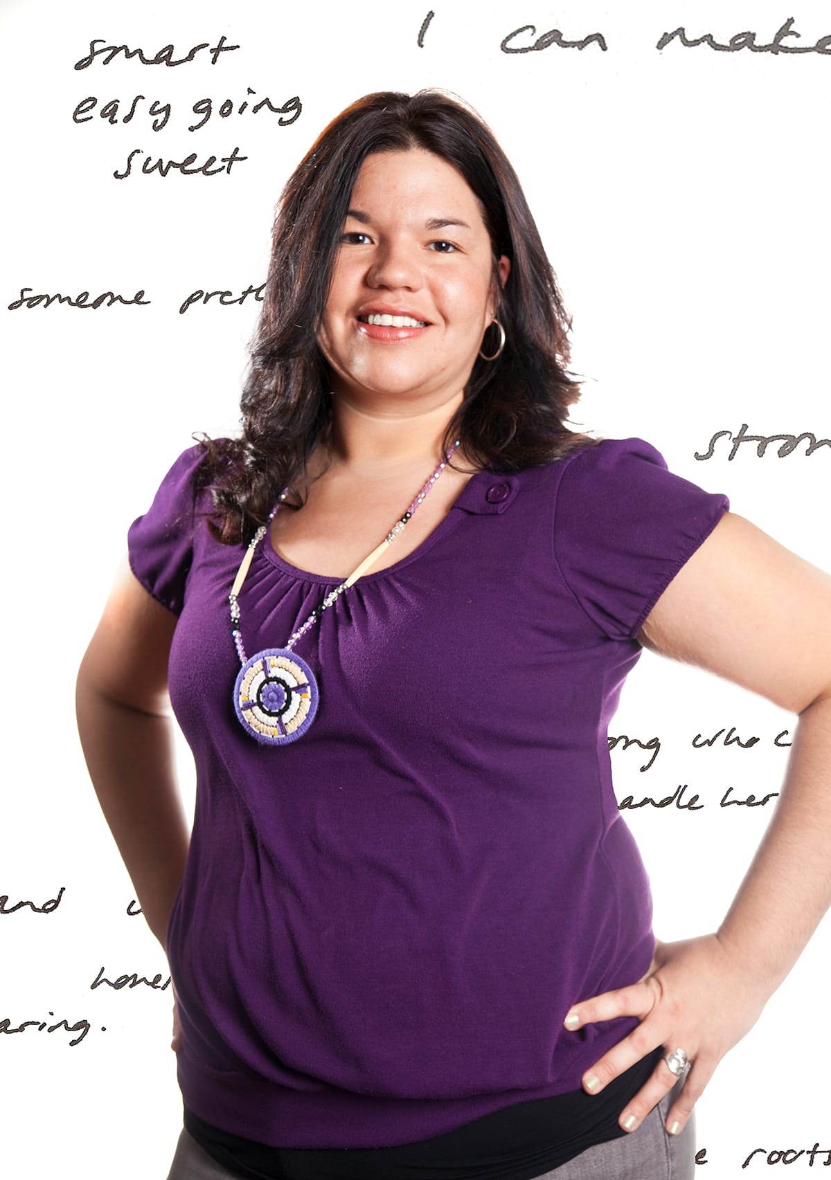 Photo of Ashley Minner. Text reads, Smart, easy going, sweet.