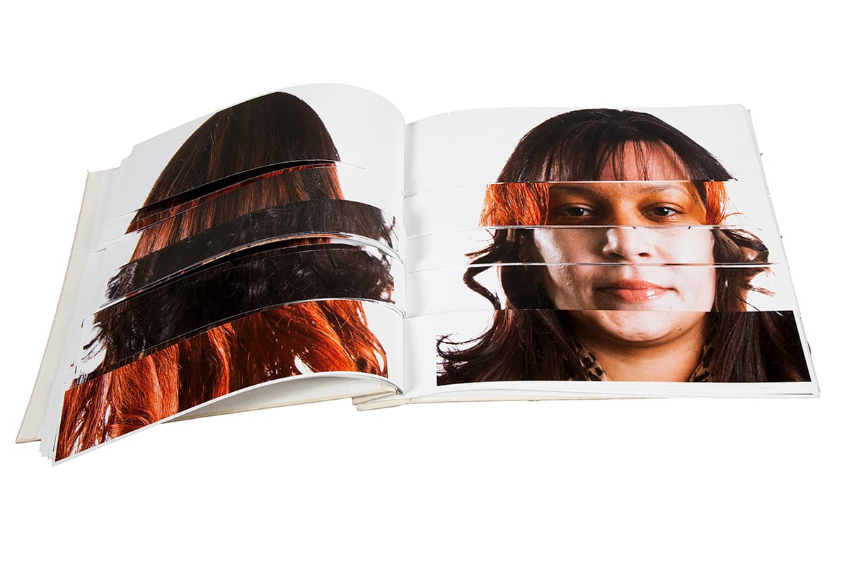 Interior pages of the book Exquisite Lumbees, showing photos of different tribe members.