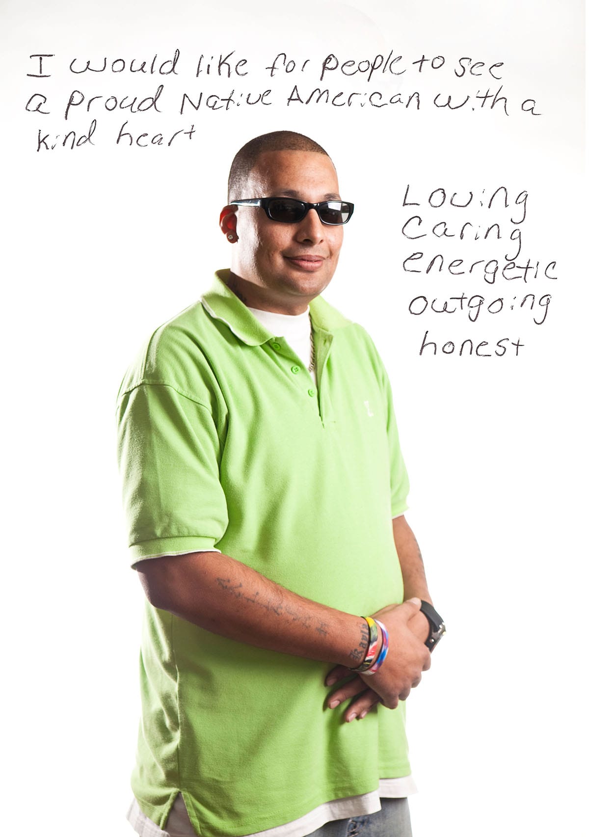 Photo of Jeremy. Text reads, I would like people to see a proud Native American with a kind heart.